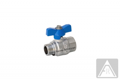 2-way ball valve - brass, full bore, G 1/4" up to G 1", PN 25, female/male - T-handle: color blue (standard) or red