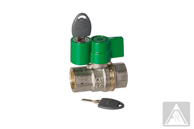 2-way ball valve - brass, female/female, drinking water - lockable