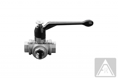 3- way ball valve - brass, T-bore