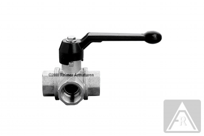 3- way ball valve - brass, L-bore