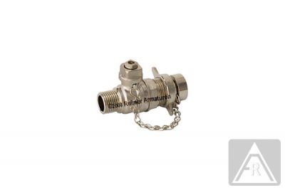2-way ball valve - brass, male, with chain+cap